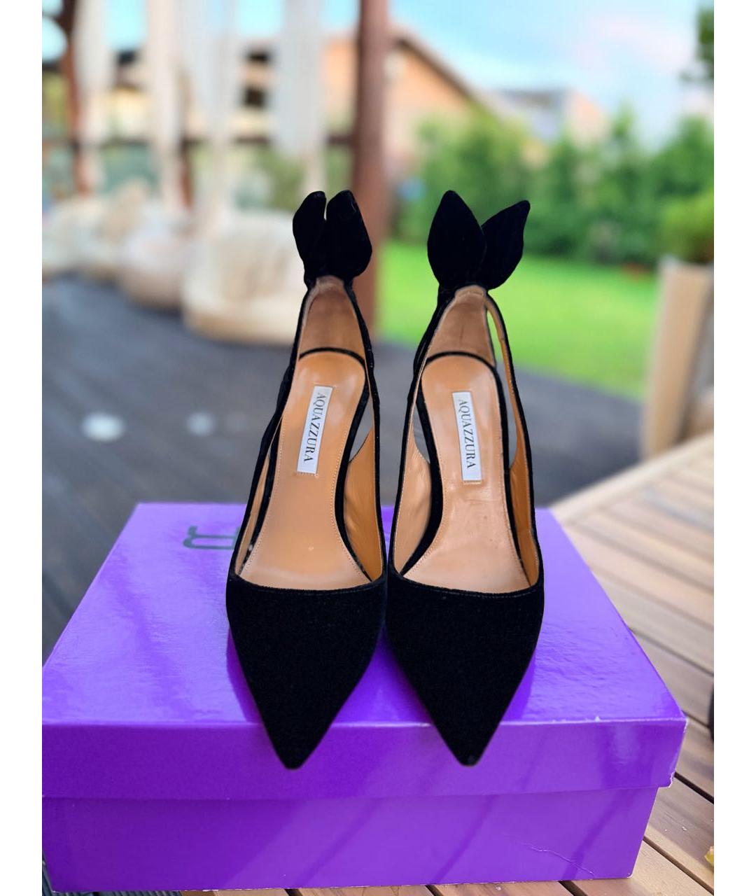 AQUAZZURA Черные замшевые туфли, фото 2