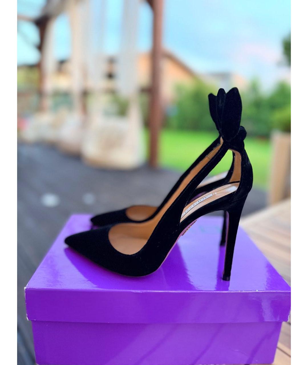 AQUAZZURA Черные замшевые туфли, фото 5