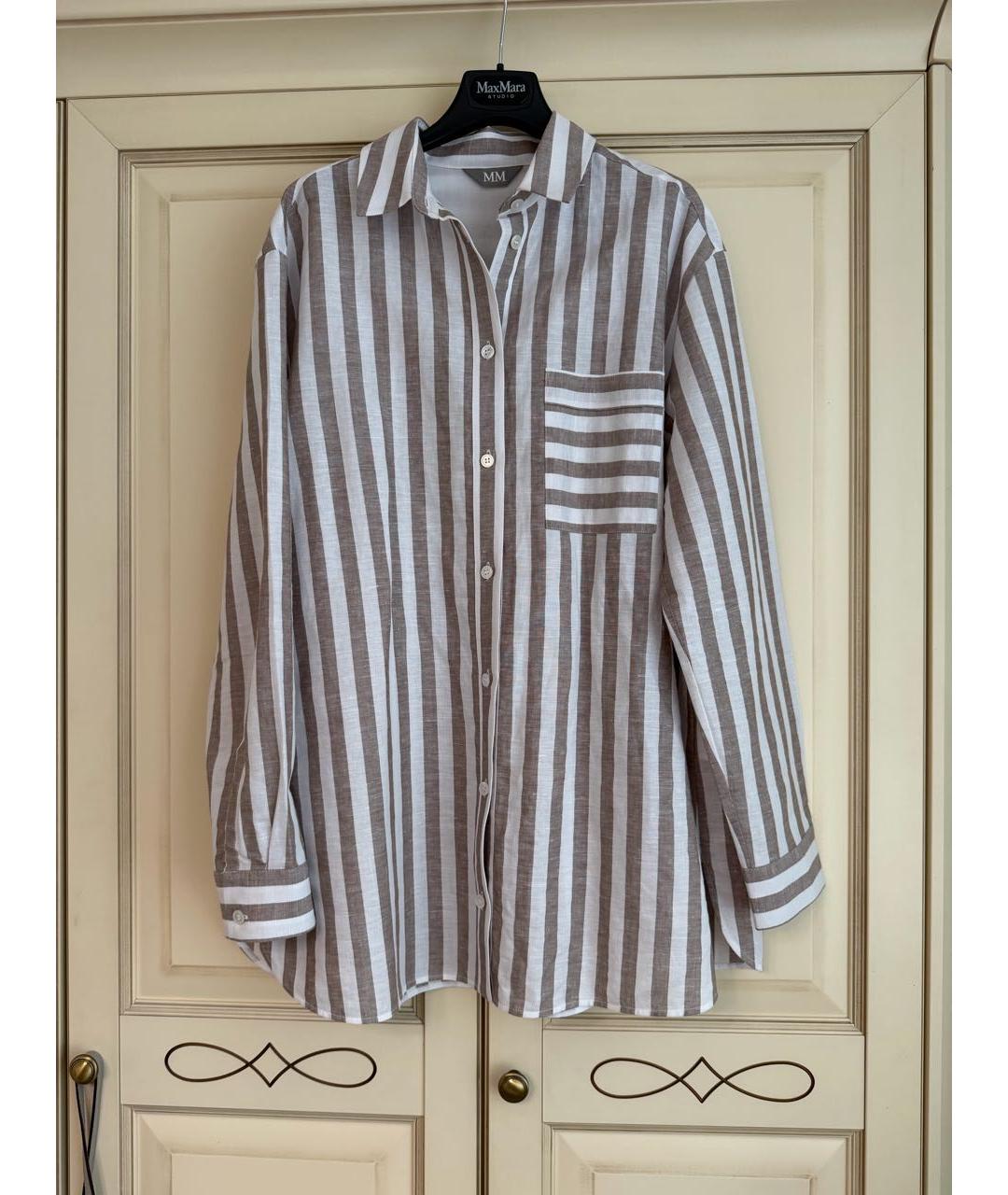 'S MAX MARA Бежевая льняная рубашка, фото 7