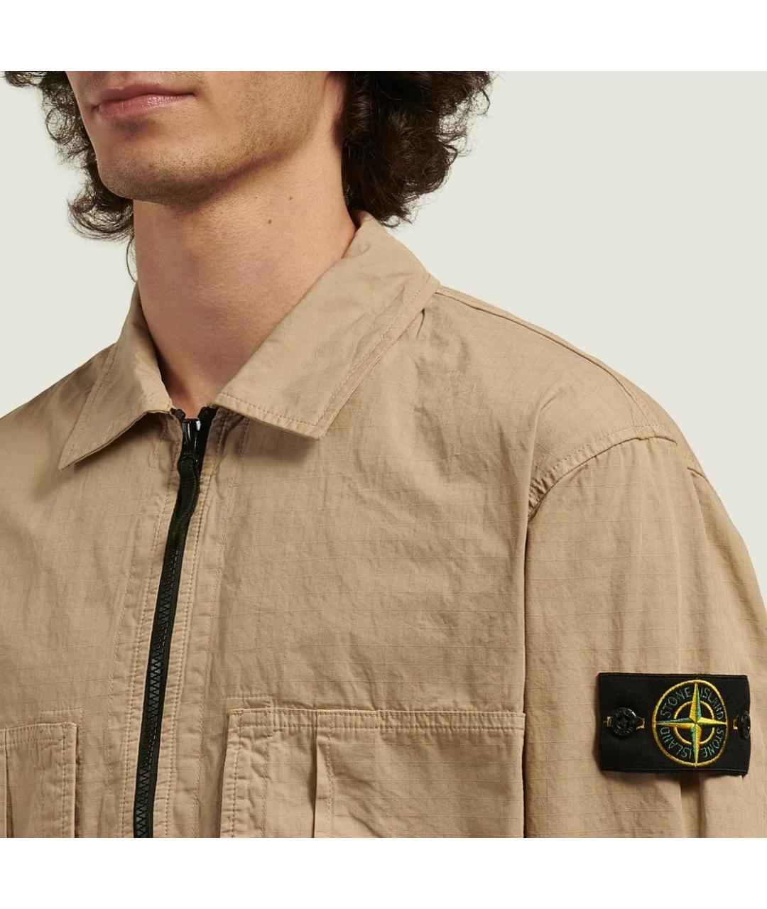 STONE ISLAND Бежевая хлопковая куртка, фото 3