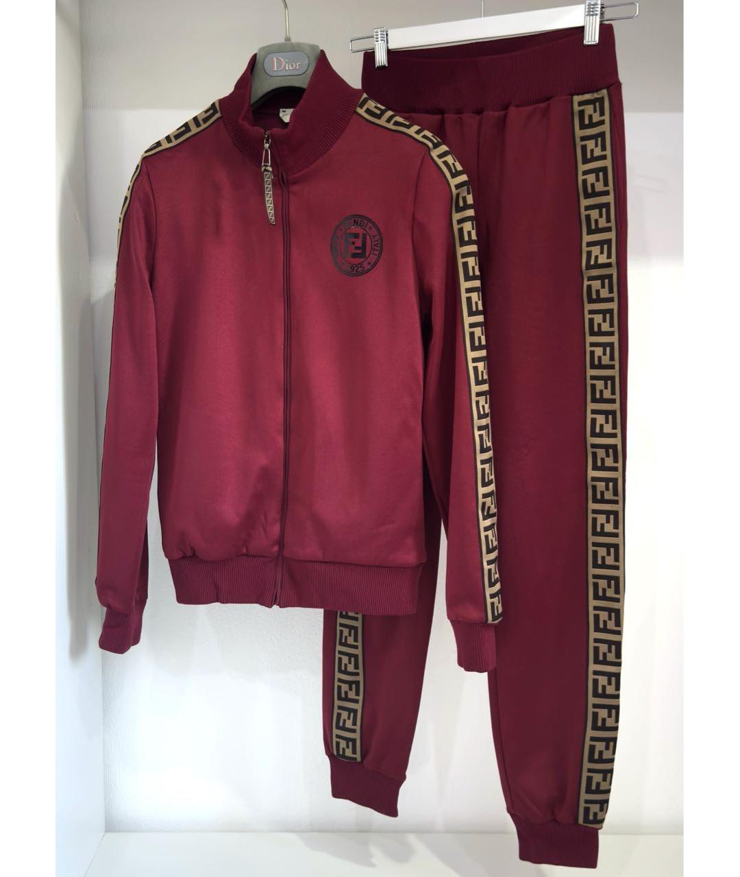 FENDI Бордовый полиэстеровый костюм с брюками, фото 3