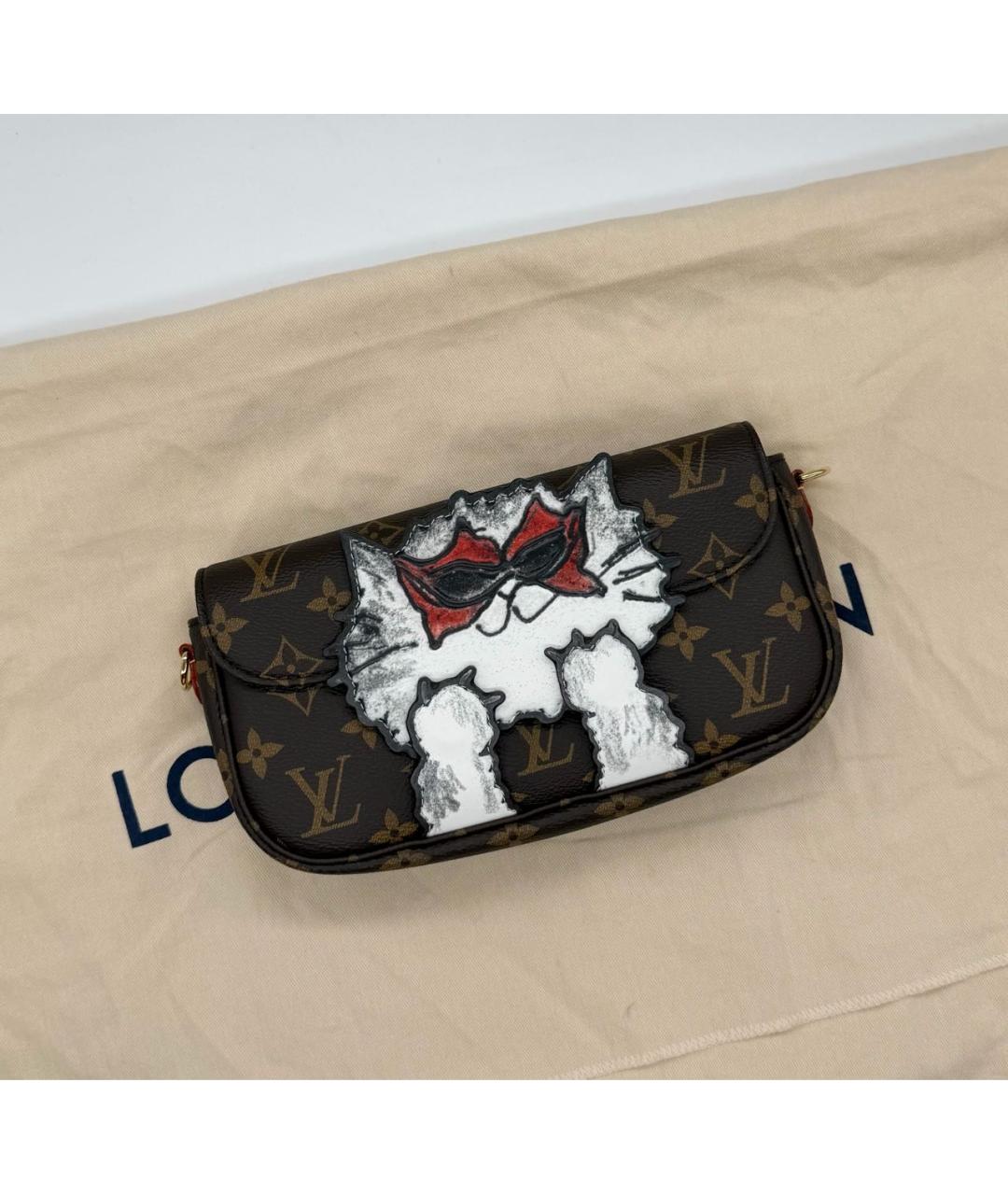 LOUIS VUITTON Коричневая кожаная сумка через плечо, фото 4