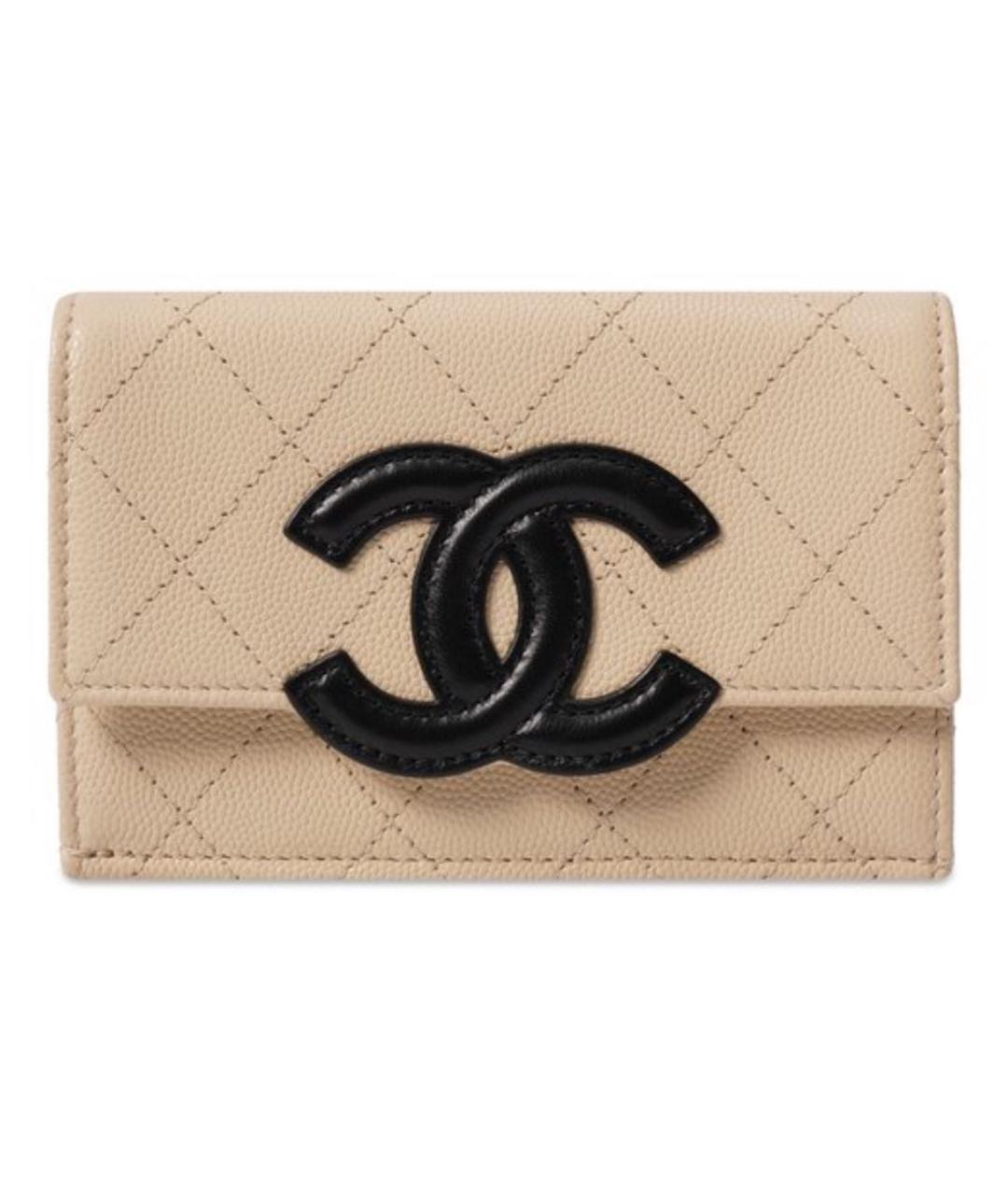 CHANEL Бежевый кожаный кошелек, фото 1