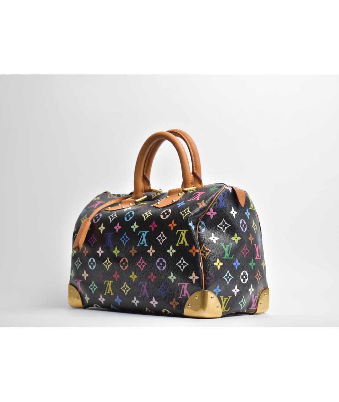 LOUIS VUITTON Черная сумка с короткими ручками из канвы, фото 5