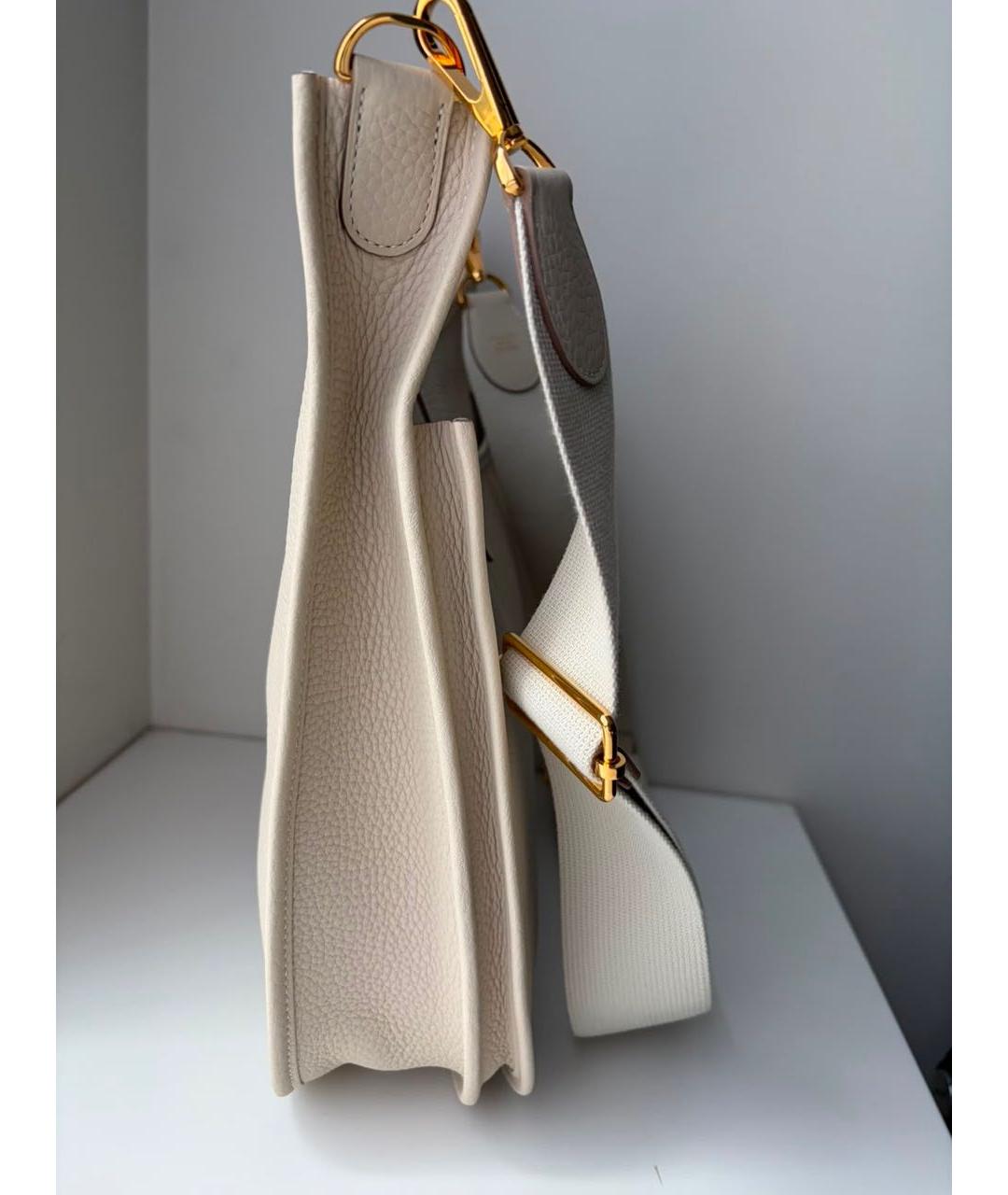 HERMES Бежевая кожаная сумка через плечо, фото 2