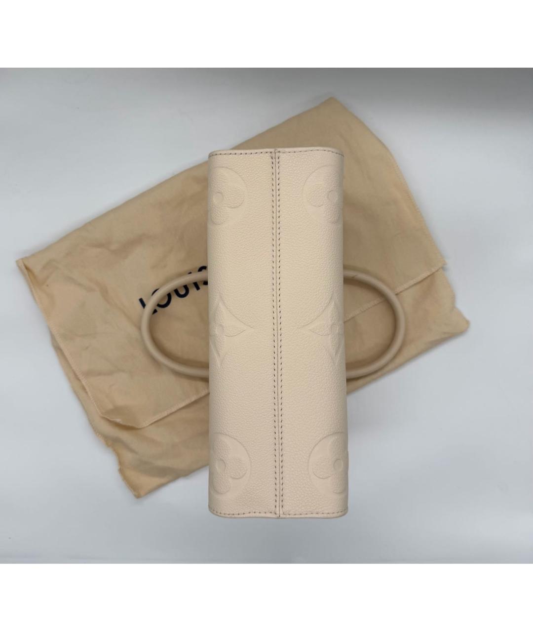 LOUIS VUITTON Бежевая кожаная сумка с короткими ручками, фото 4