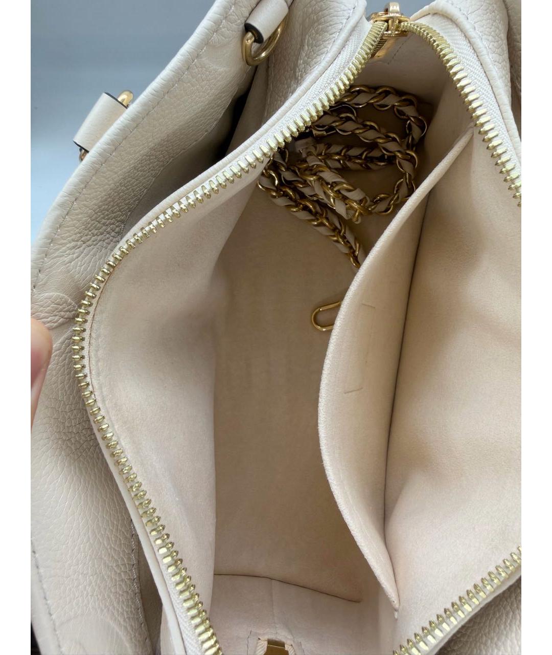 LOUIS VUITTON Бежевая кожаная сумка с короткими ручками, фото 5
