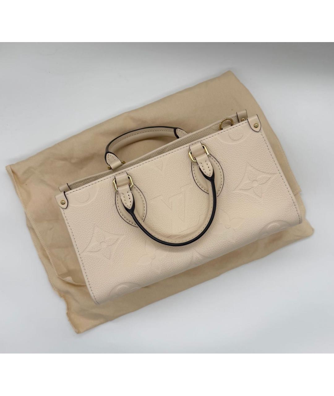 LOUIS VUITTON Бежевая кожаная сумка с короткими ручками, фото 6