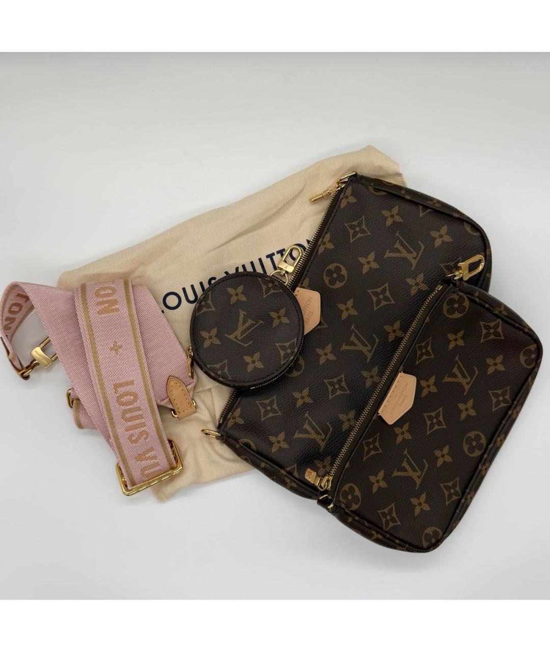 LOUIS VUITTON Коричневая кожаная сумка через плечо, фото 4