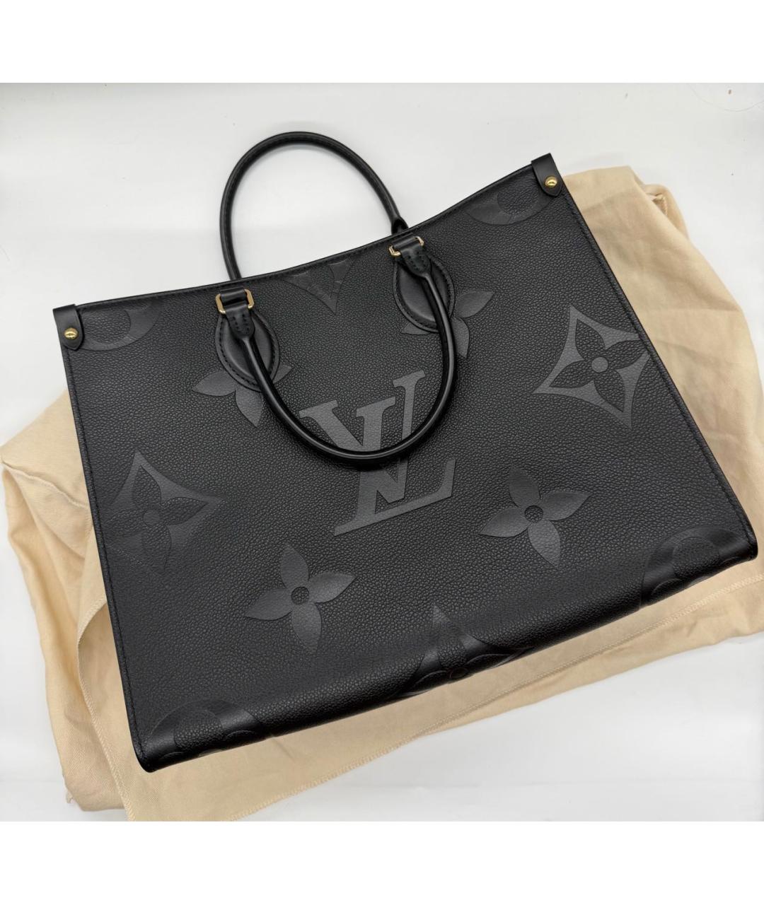 LOUIS VUITTON Черная кожаная сумка тоут, фото 2