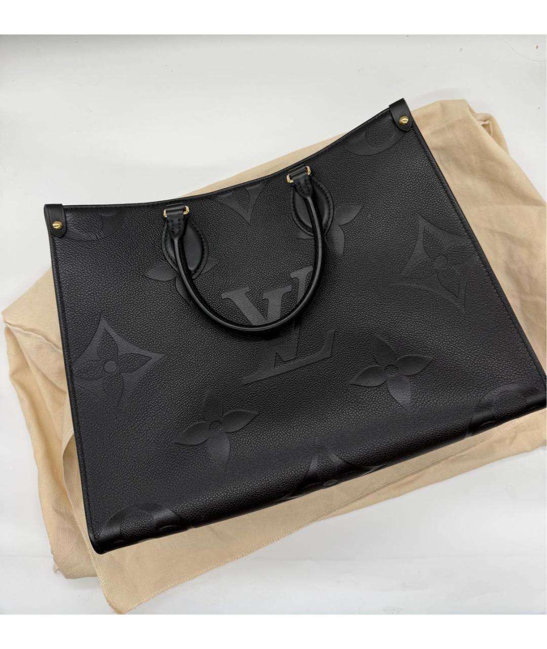 LOUIS VUITTON Черная кожаная сумка тоут, фото 5