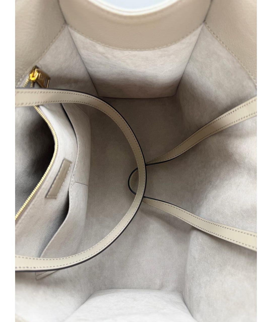 LOUIS VUITTON Бежевая кожаная сумка тоут, фото 5