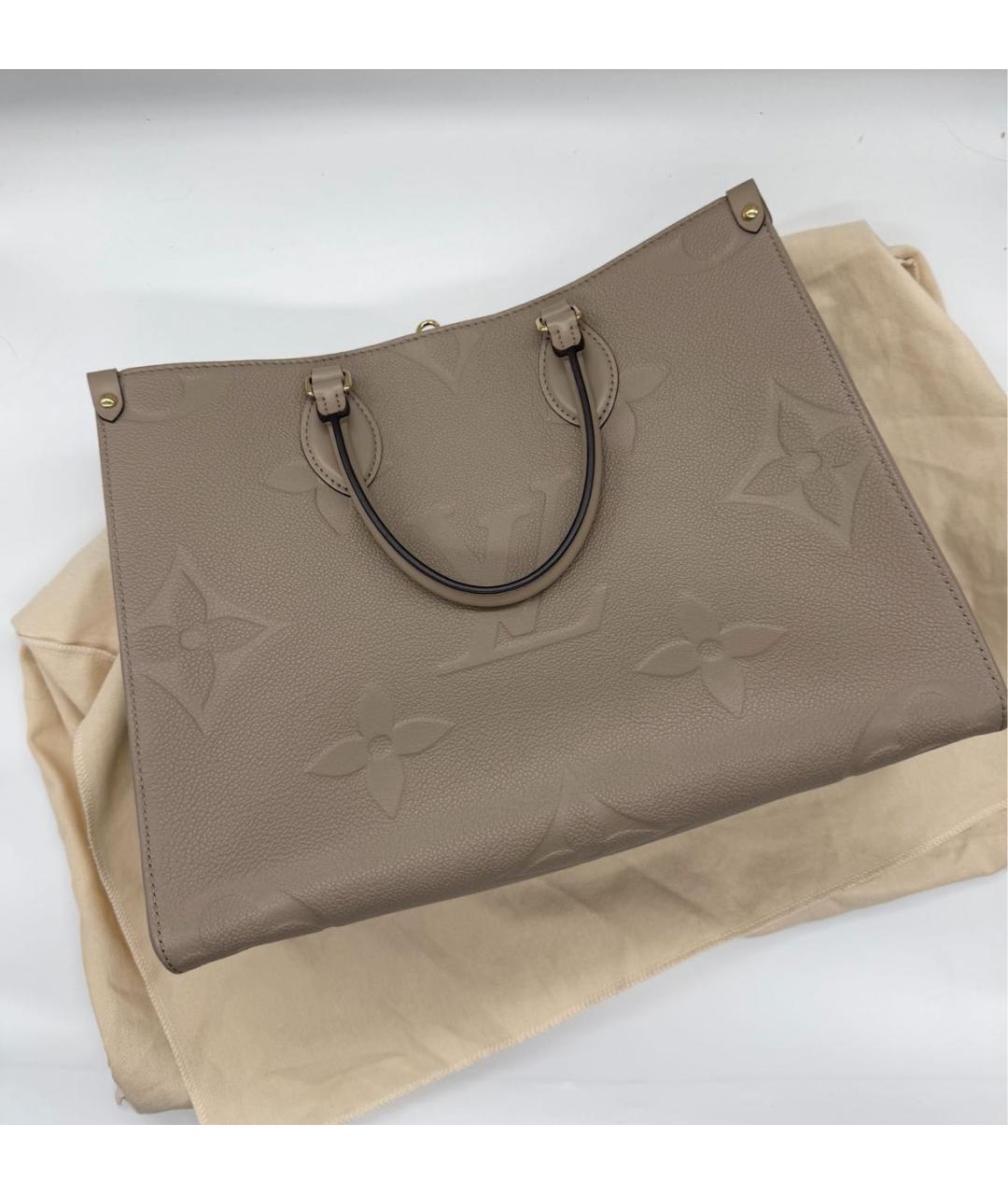 LOUIS VUITTON Бежевая кожаная сумка тоут, фото 6