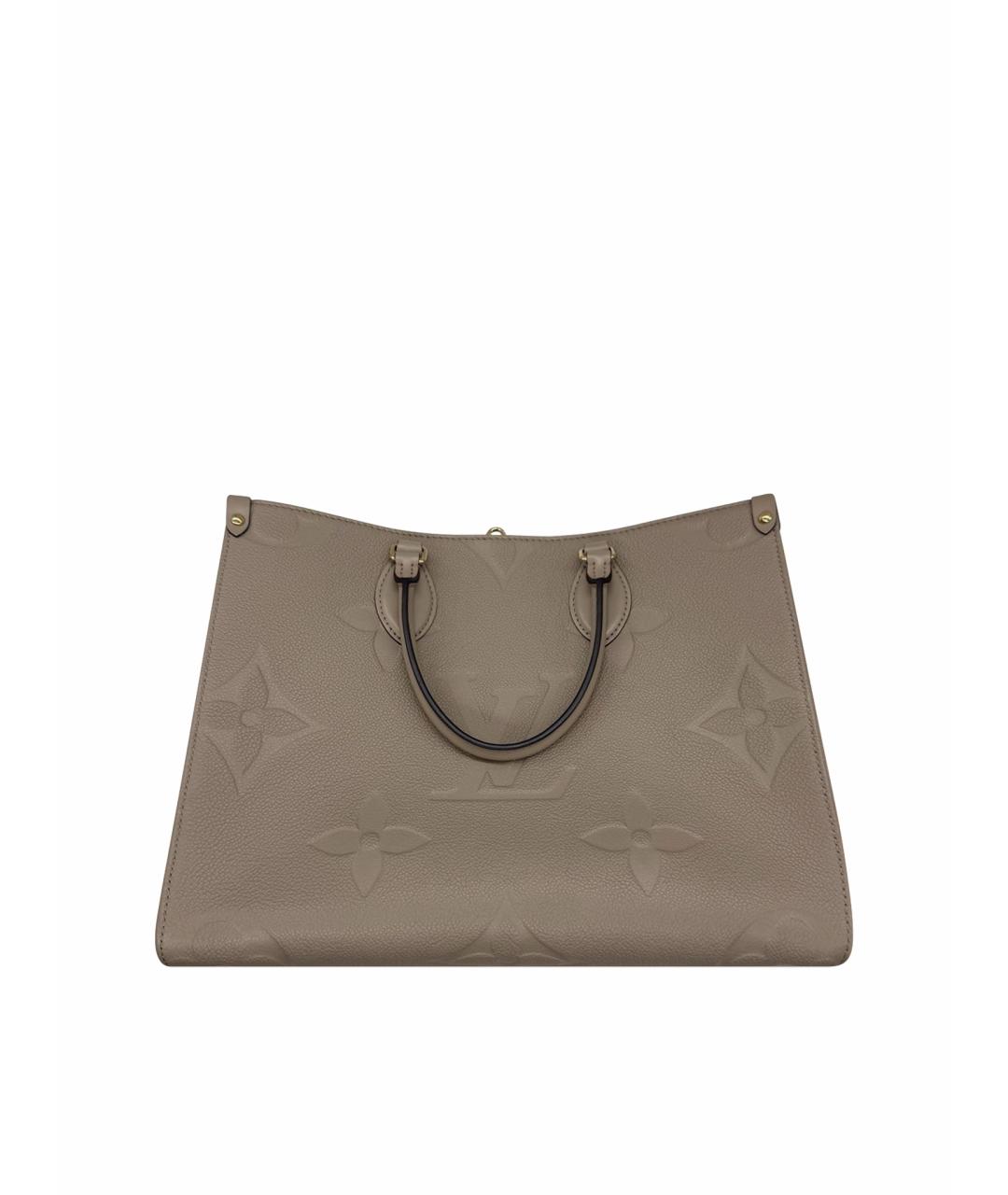 LOUIS VUITTON Бежевая кожаная сумка тоут, фото 7