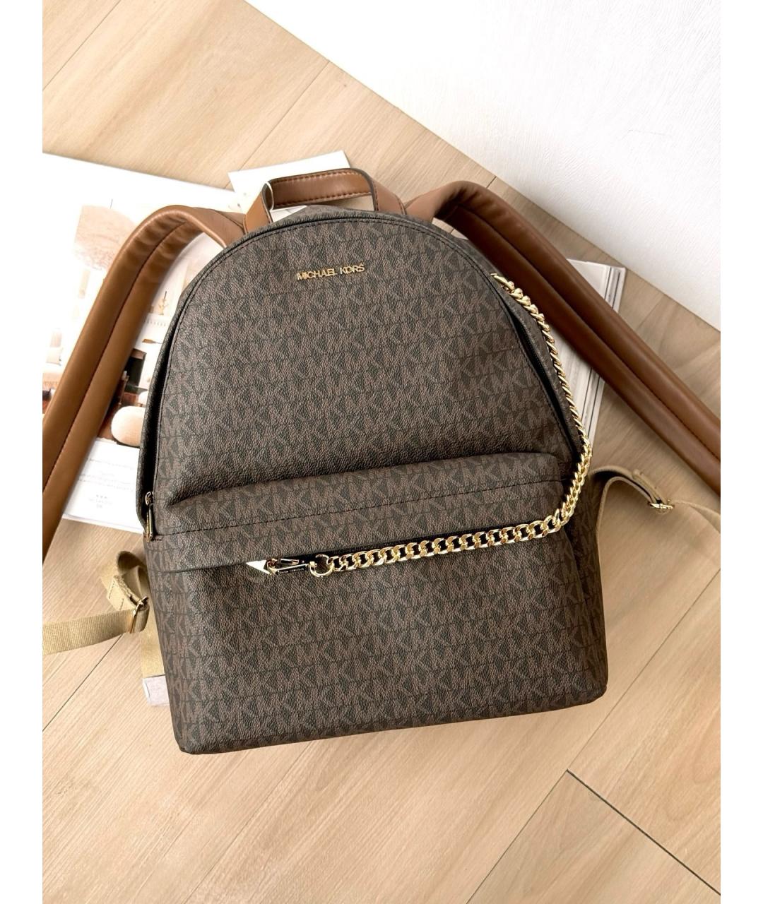 MICHAEL KORS Коричневый рюкзак из канвы, фото 2