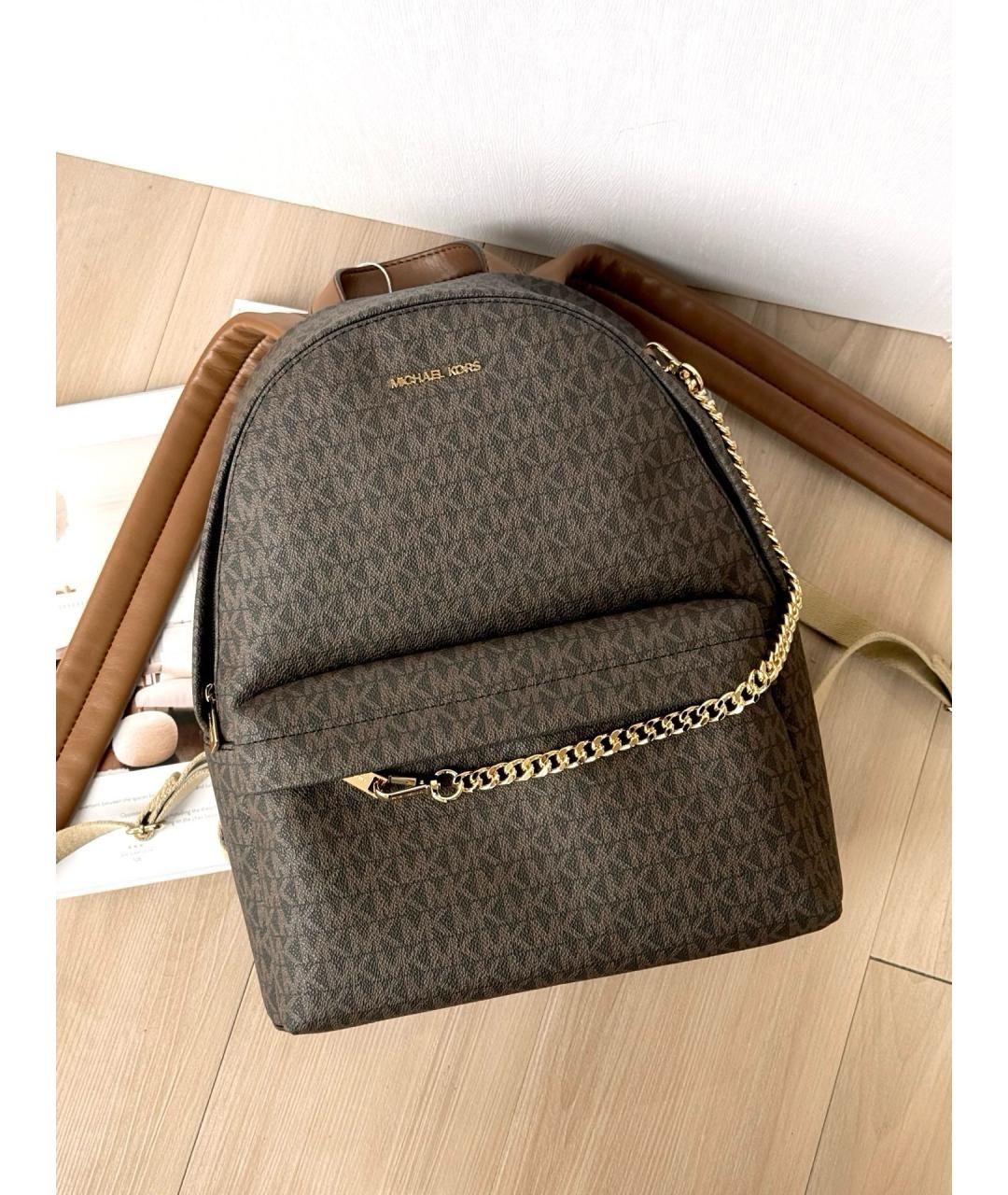 MICHAEL KORS Коричневый рюкзак из канвы, фото 4
