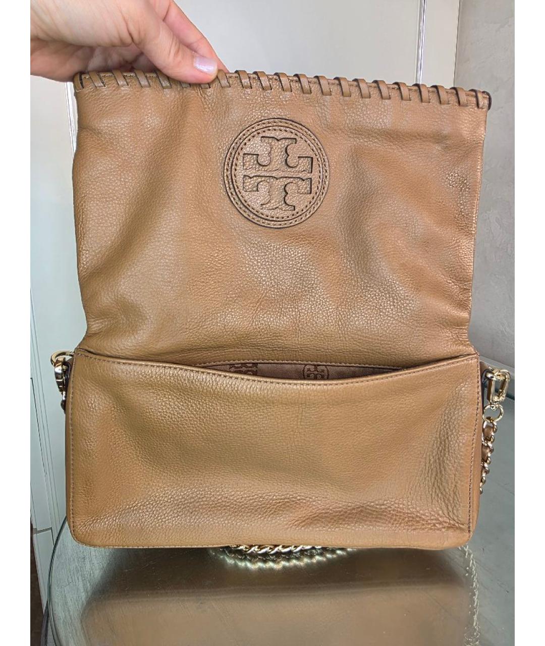 TORY BURCH Бежевая кожаная сумка через плечо, фото 2