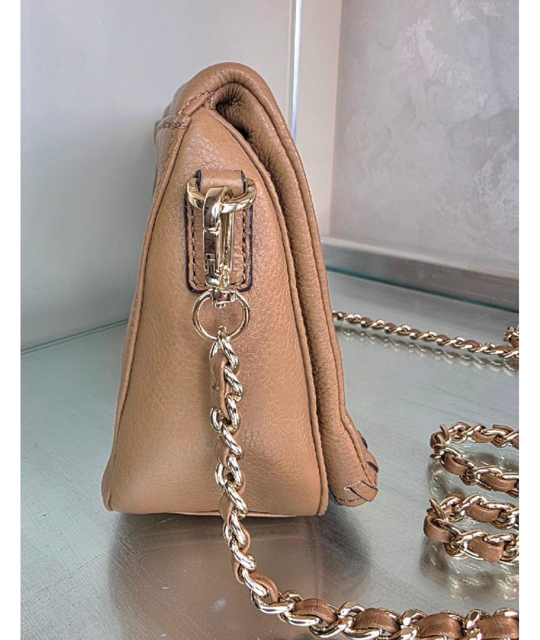 TORY BURCH Бежевая кожаная сумка через плечо, фото 4