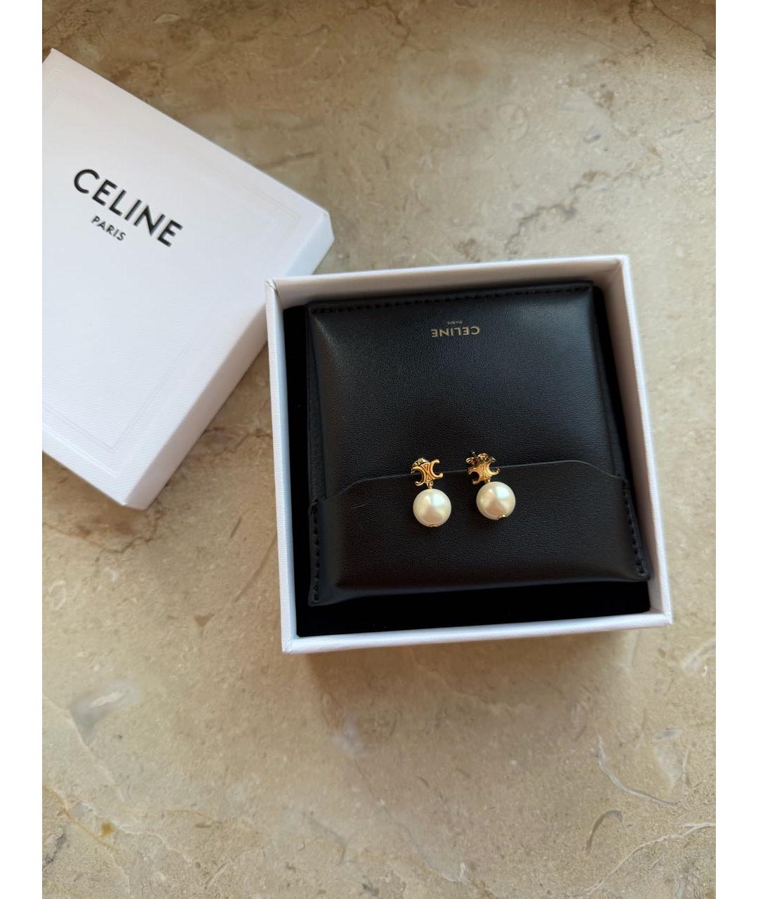 CELINE Золотые латунные серьги, фото 4