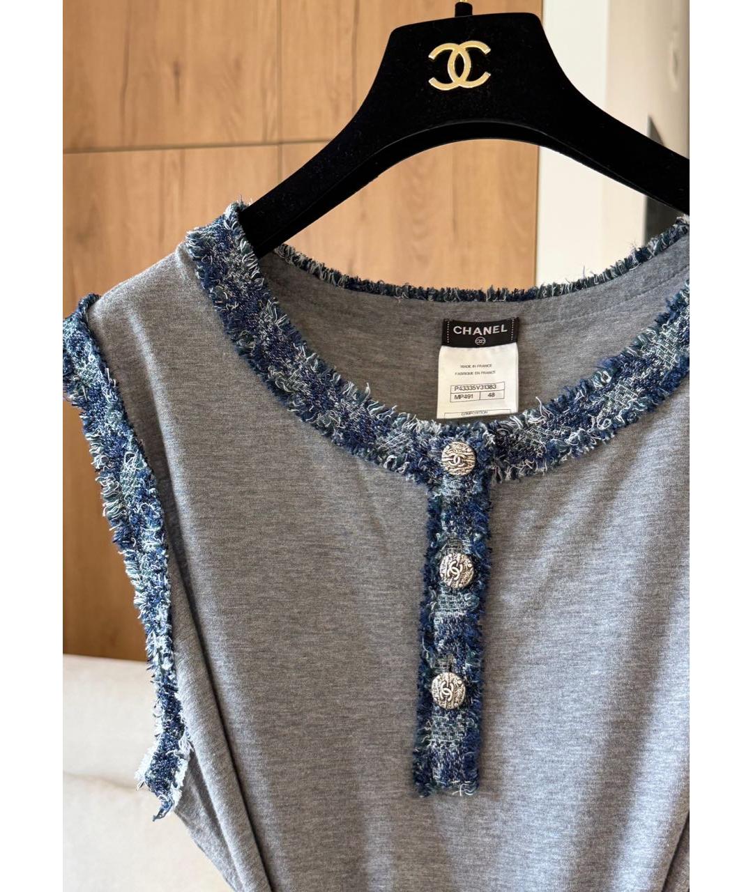 CHANEL Серая хлопковая майка, фото 2