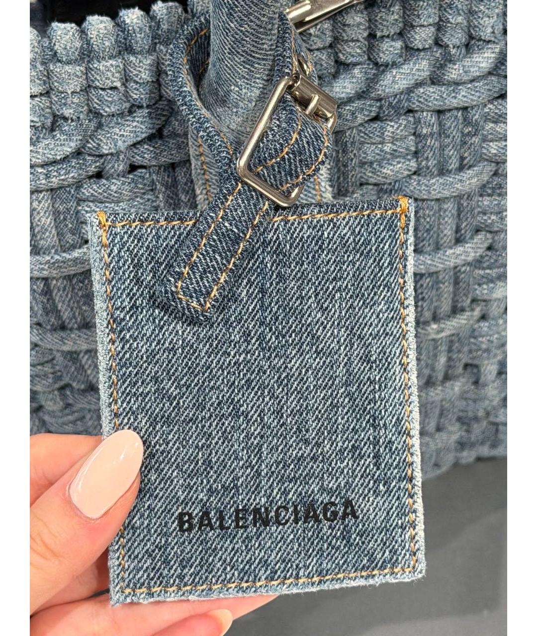 BALENCIAGA Синяя деним сумка с короткими ручками, фото 8