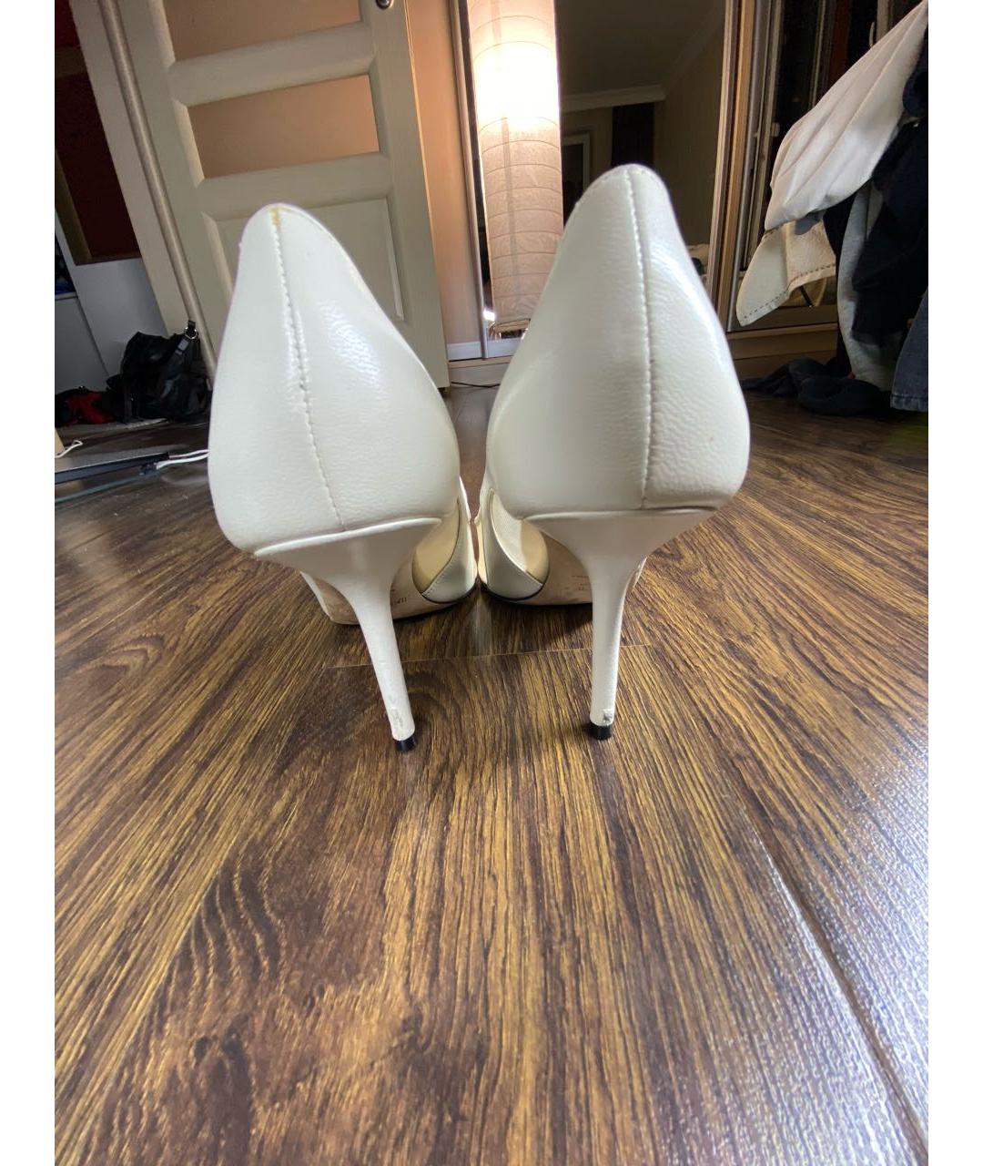 JIMMY CHOO Белые кожаные свадебные туфли на высоком каблуке, фото 4
