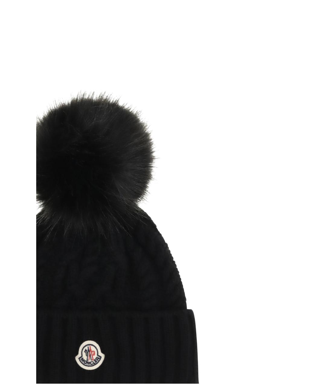 MONCLER Черная шерстяная шапка, фото 3