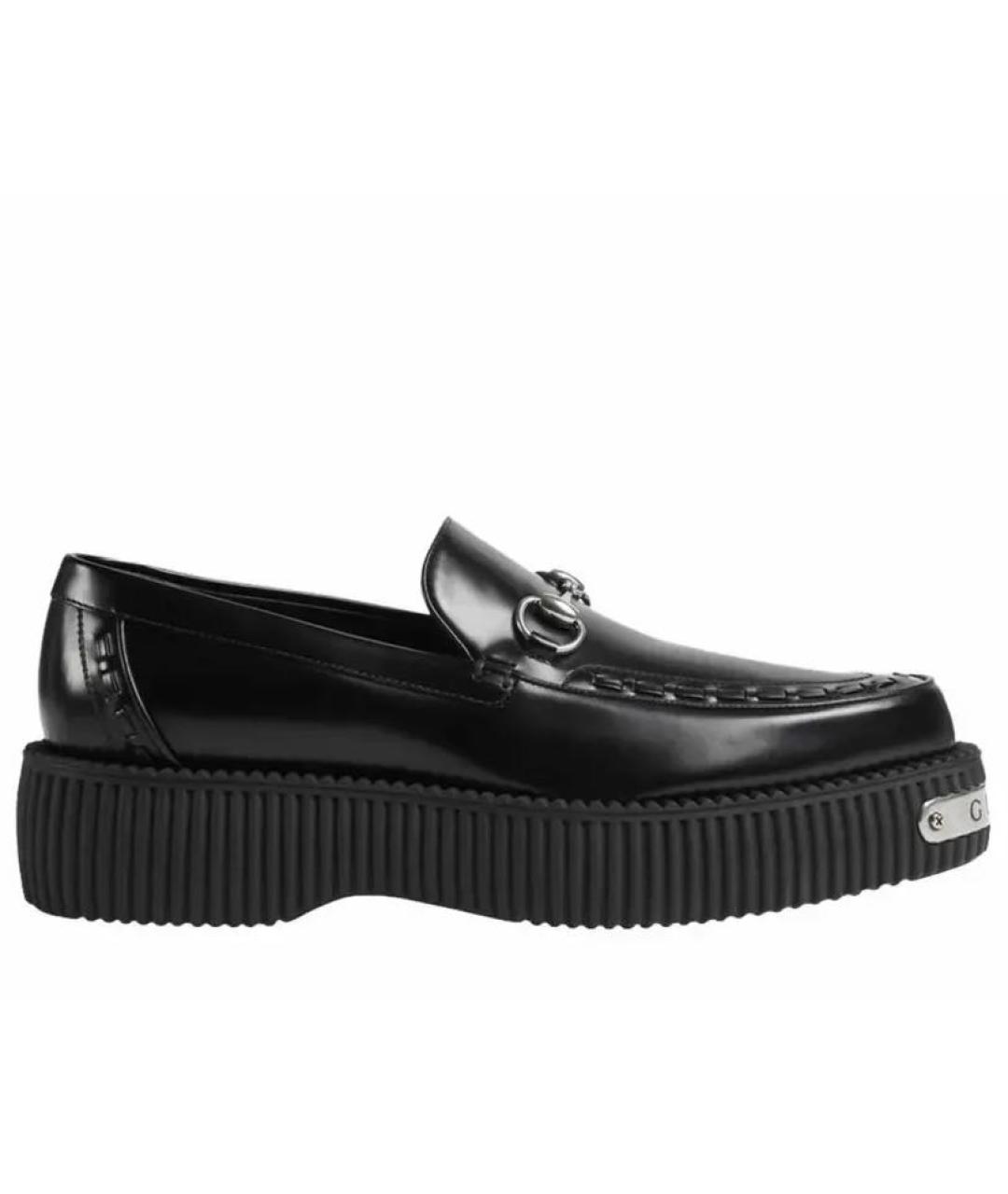 GUCCI Черные кожаные лоферы, фото 1