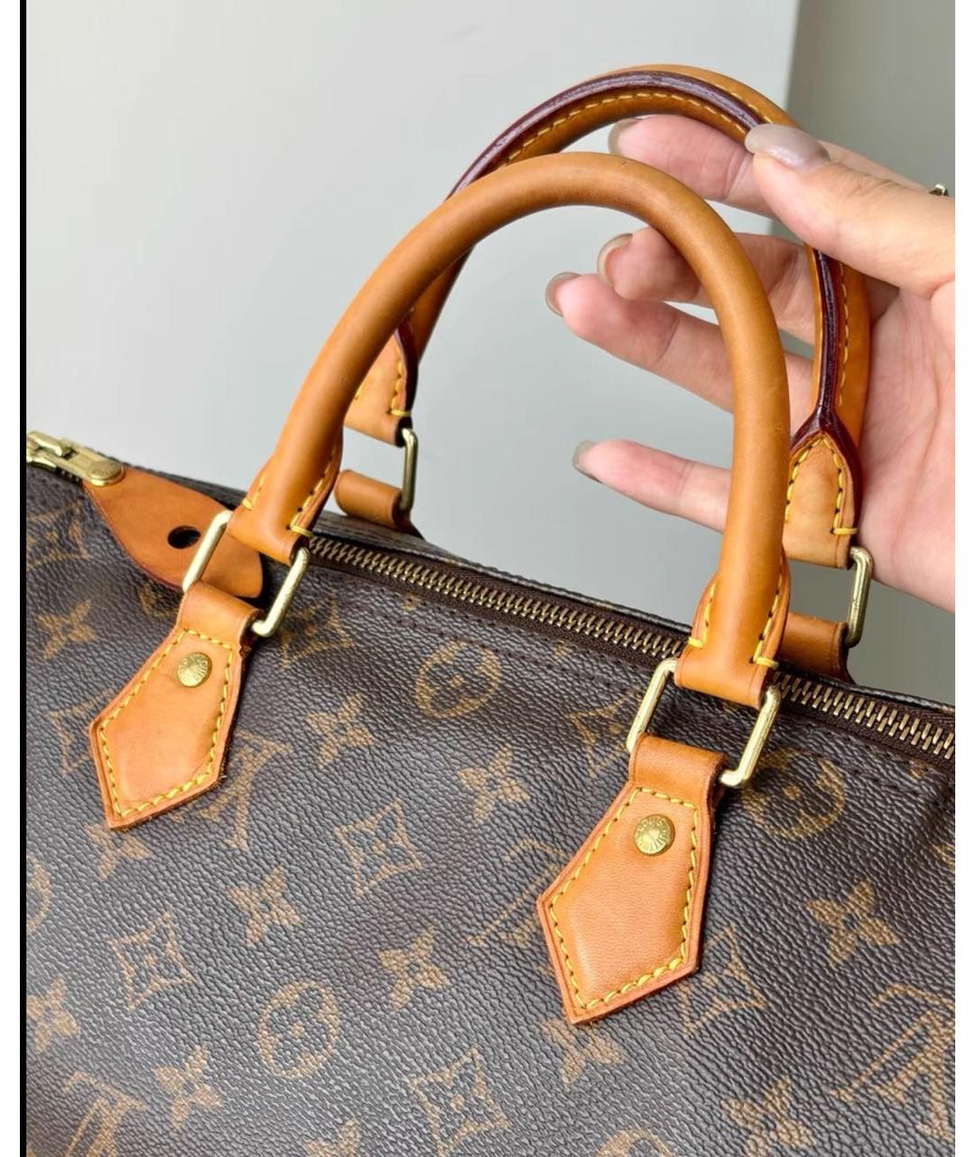 LOUIS VUITTON Коричневая сумка с короткими ручками из канвы, фото 3