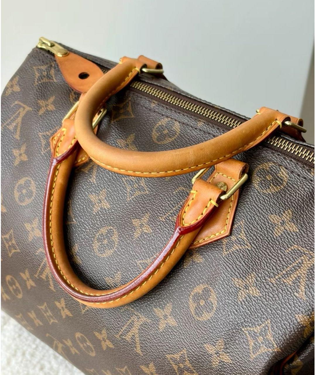 LOUIS VUITTON Коричневая сумка с короткими ручками из канвы, фото 5