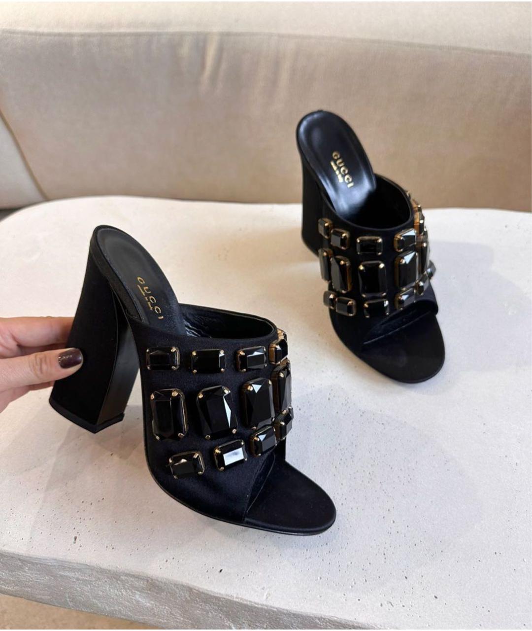 GUCCI Черные текстильные сабо, фото 3