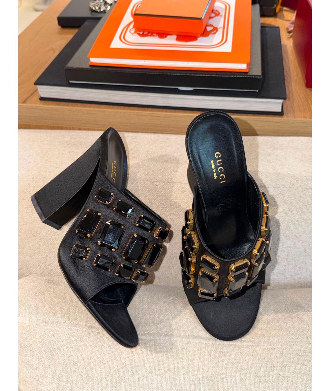 GUCCI Черные текстильные сабо, фото 2