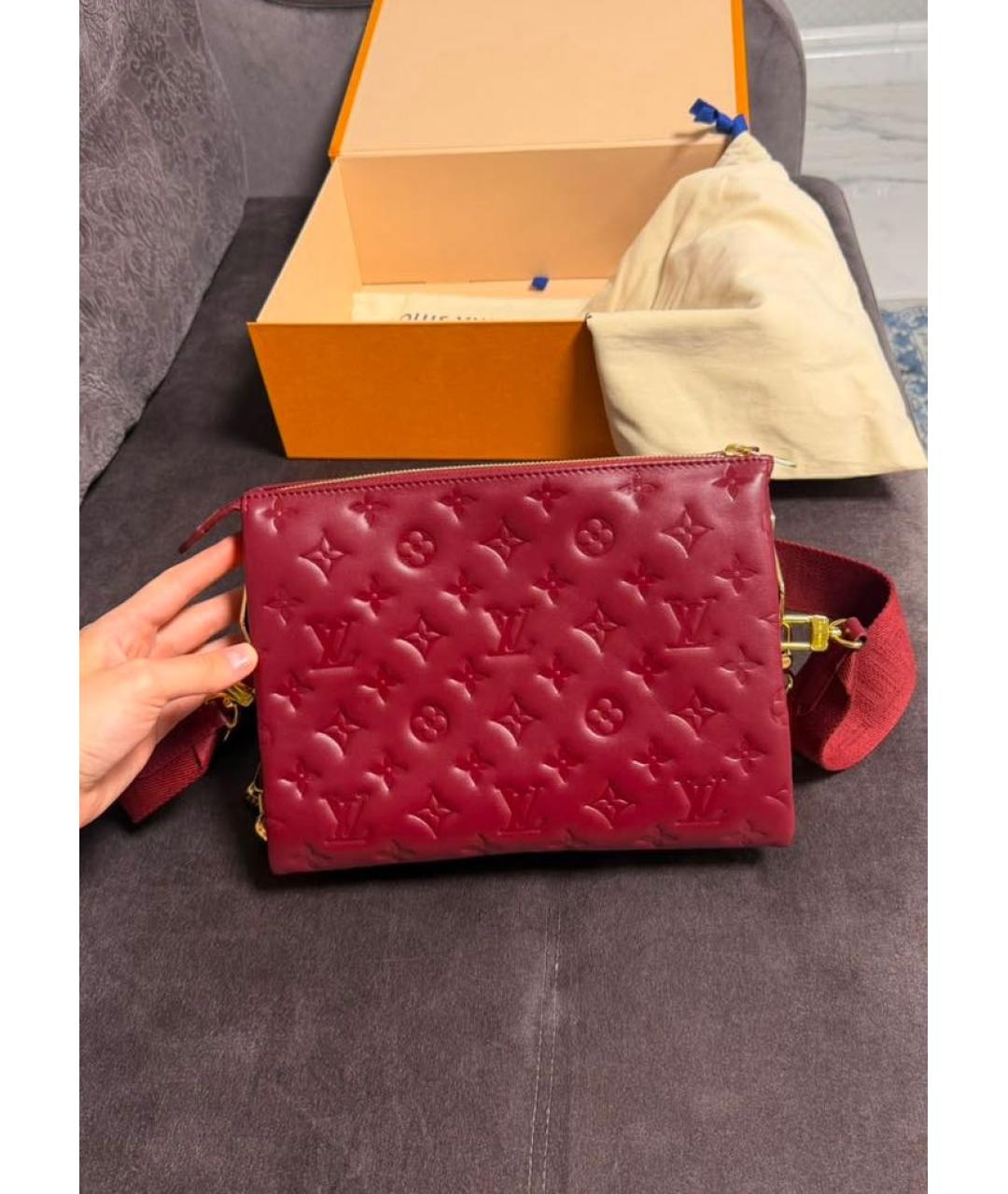 LOUIS VUITTON Красная кожаная сумка тоут, фото 4