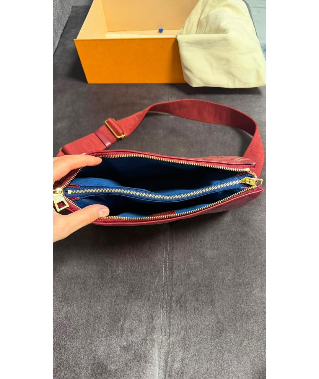 LOUIS VUITTON Красная кожаная сумка тоут, фото 3
