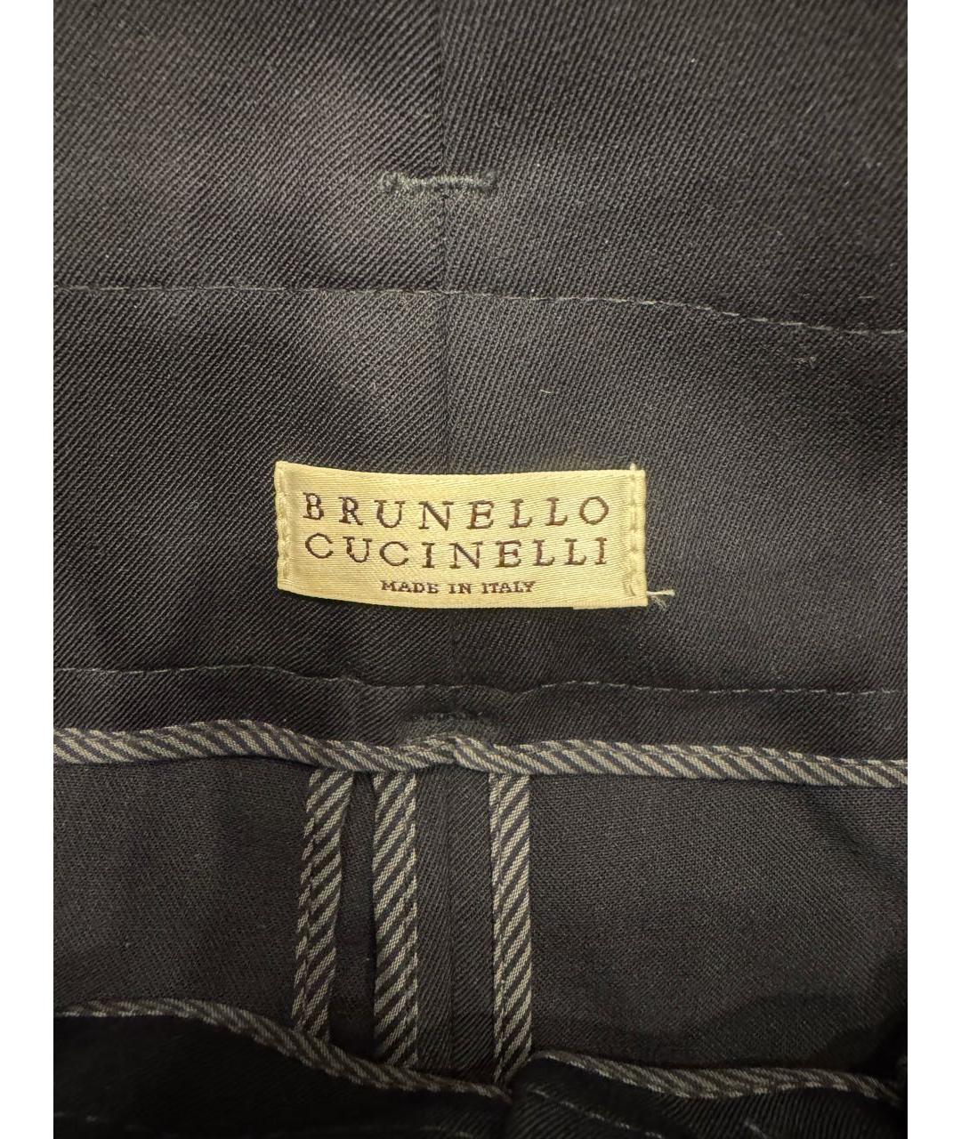 BRUNELLO CUCINELLI Черные шерстяные брюки широкие, фото 4