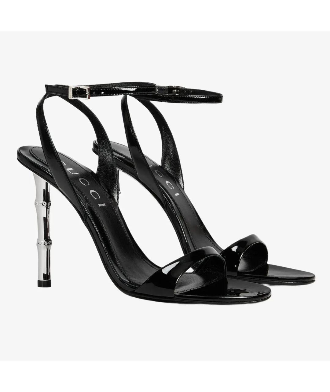 GUCCI Черные босоножки из лакированной кожи, фото 7