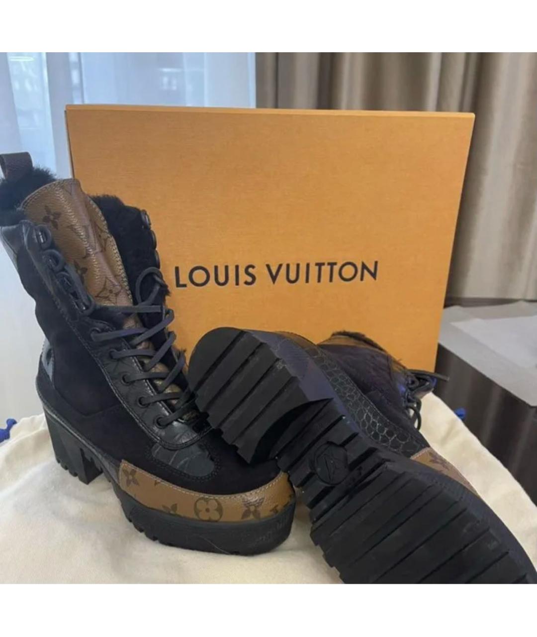 LOUIS VUITTON Черные кожаные ботинки, фото 2