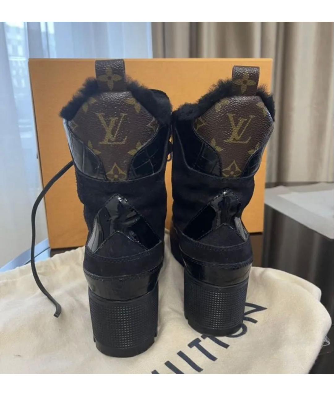 LOUIS VUITTON Черные кожаные ботинки, фото 3