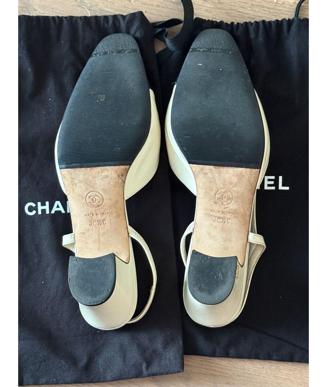 CHANEL Белые кожаные туфли, фото 4