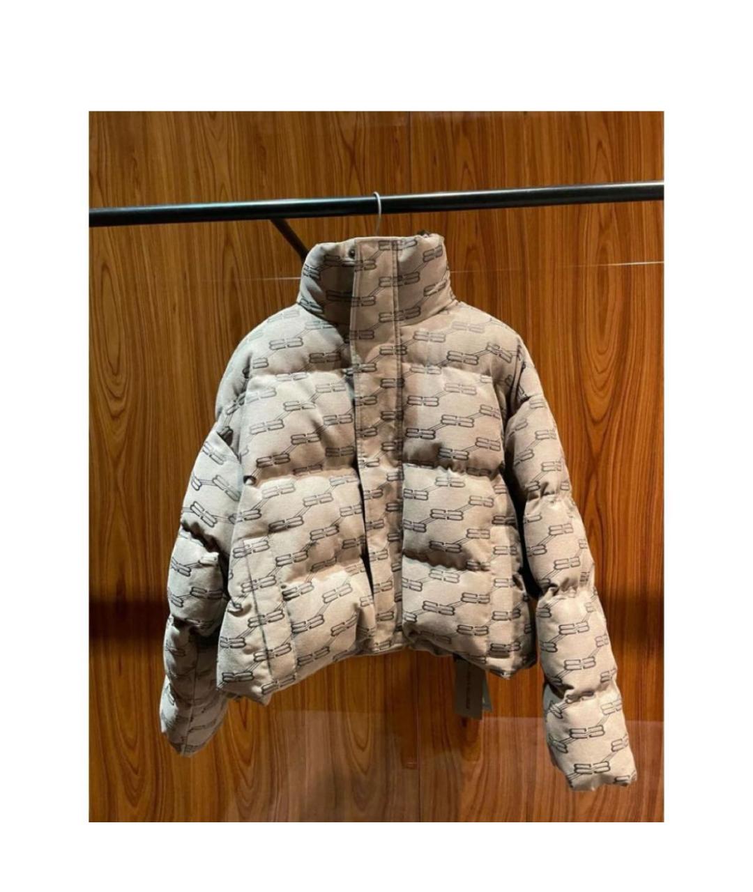BALENCIAGA Бежевый хлопко-эластановый пуховик, фото 3
