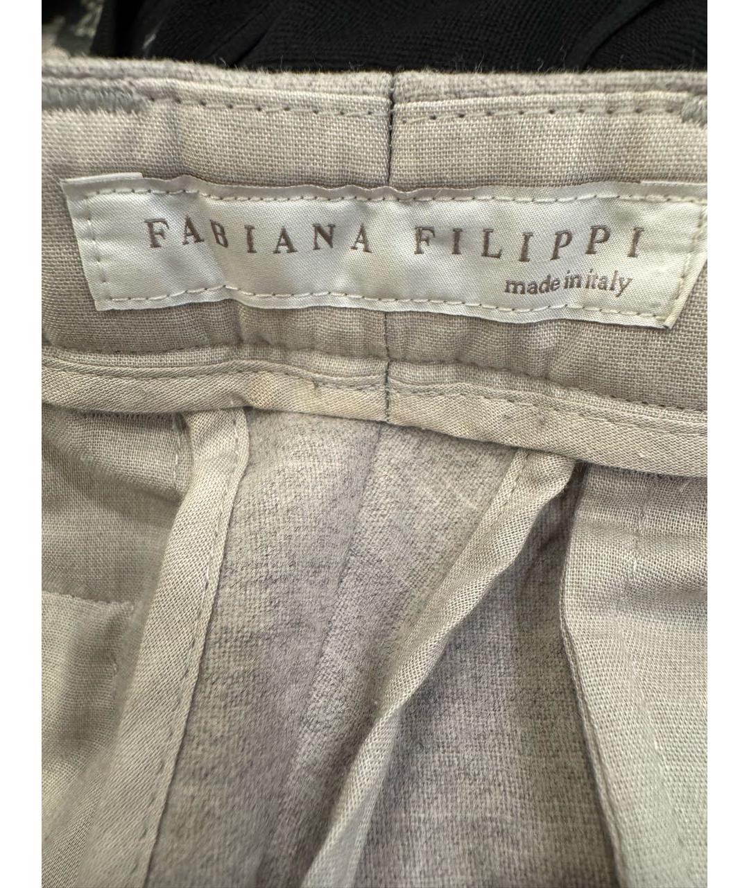 FABIANA FILIPPI Бежевые шерстяные прямые брюки, фото 2