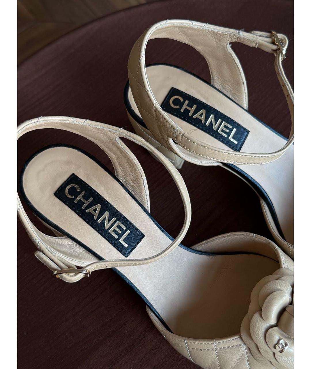 CHANEL Бежевые кожаные туфли, фото 5