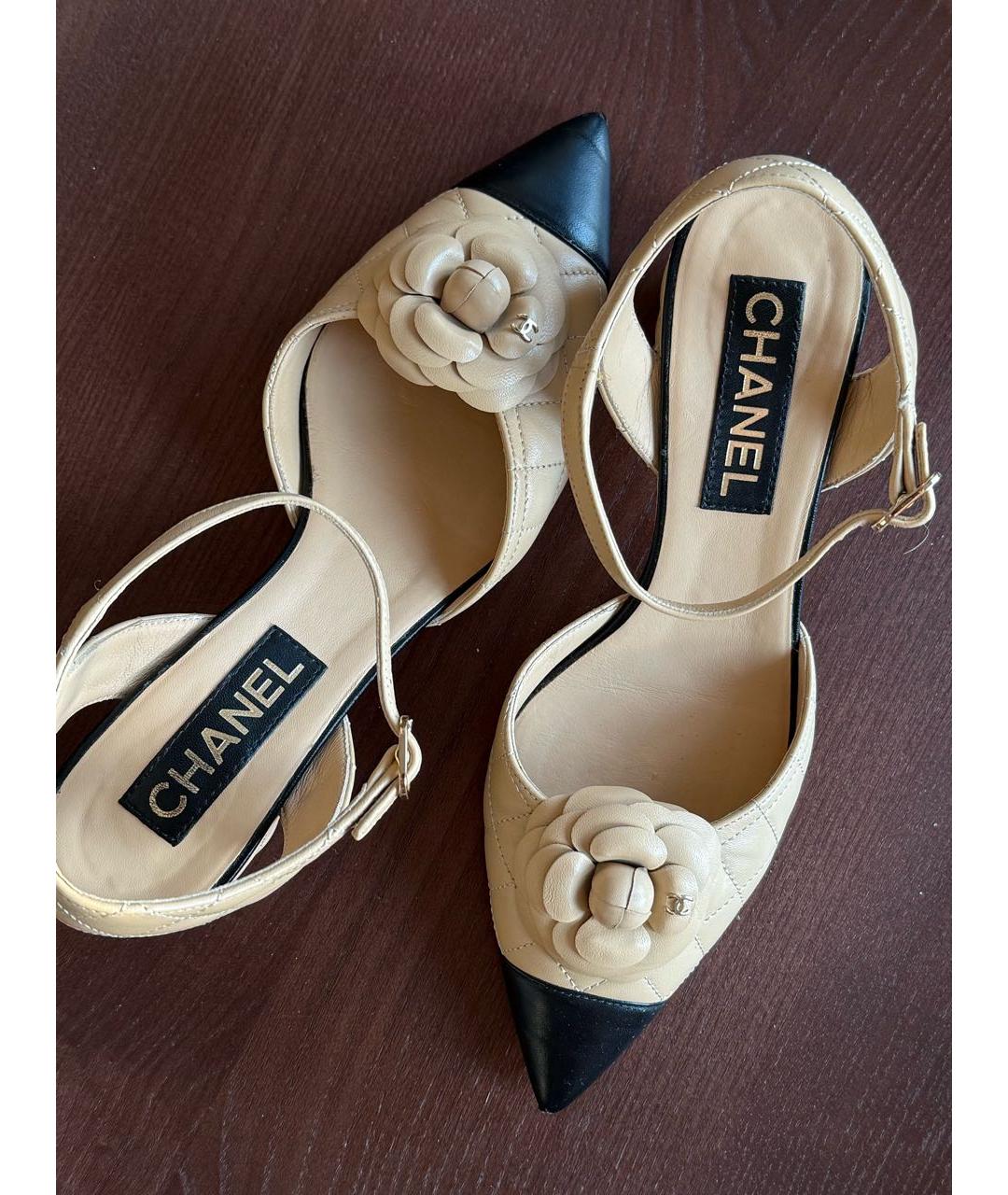 CHANEL Бежевые кожаные туфли, фото 7