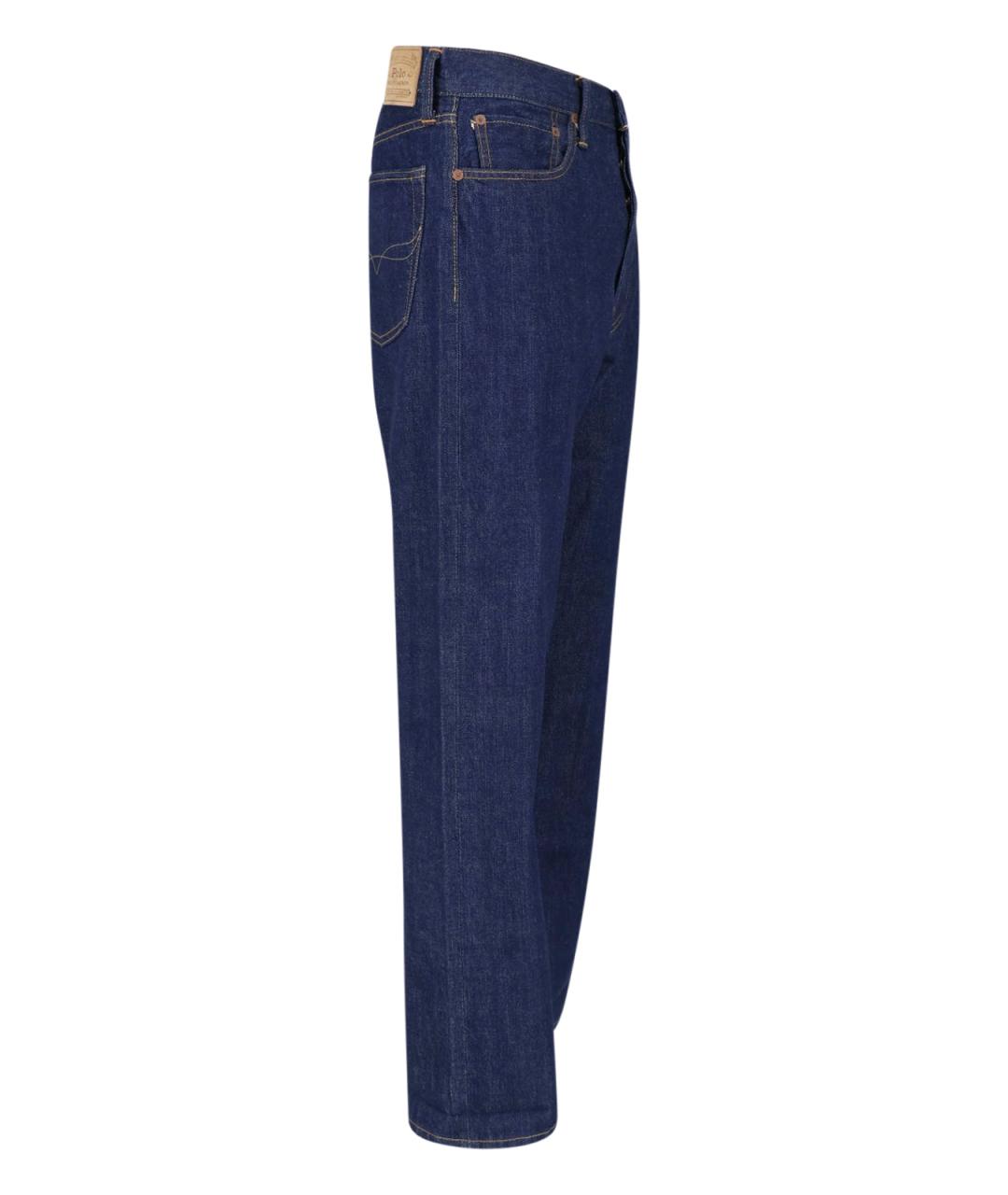 POLO RALPH LAUREN Синие хлопковые прямые джинсы, фото 3