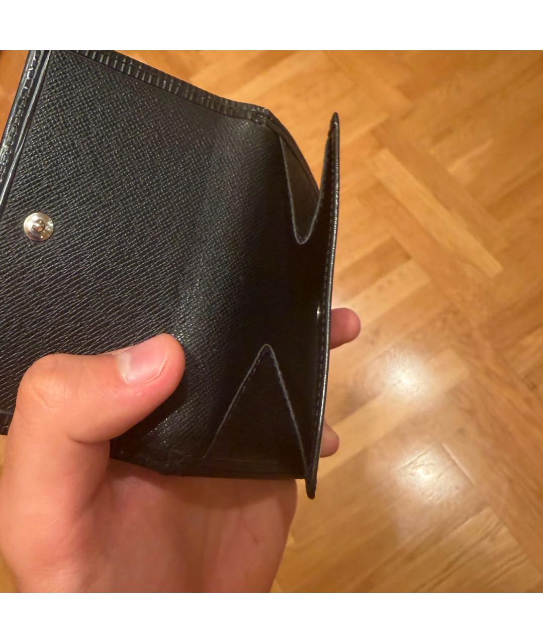 LOUIS VUITTON Черный кожаный кошелек, фото 5