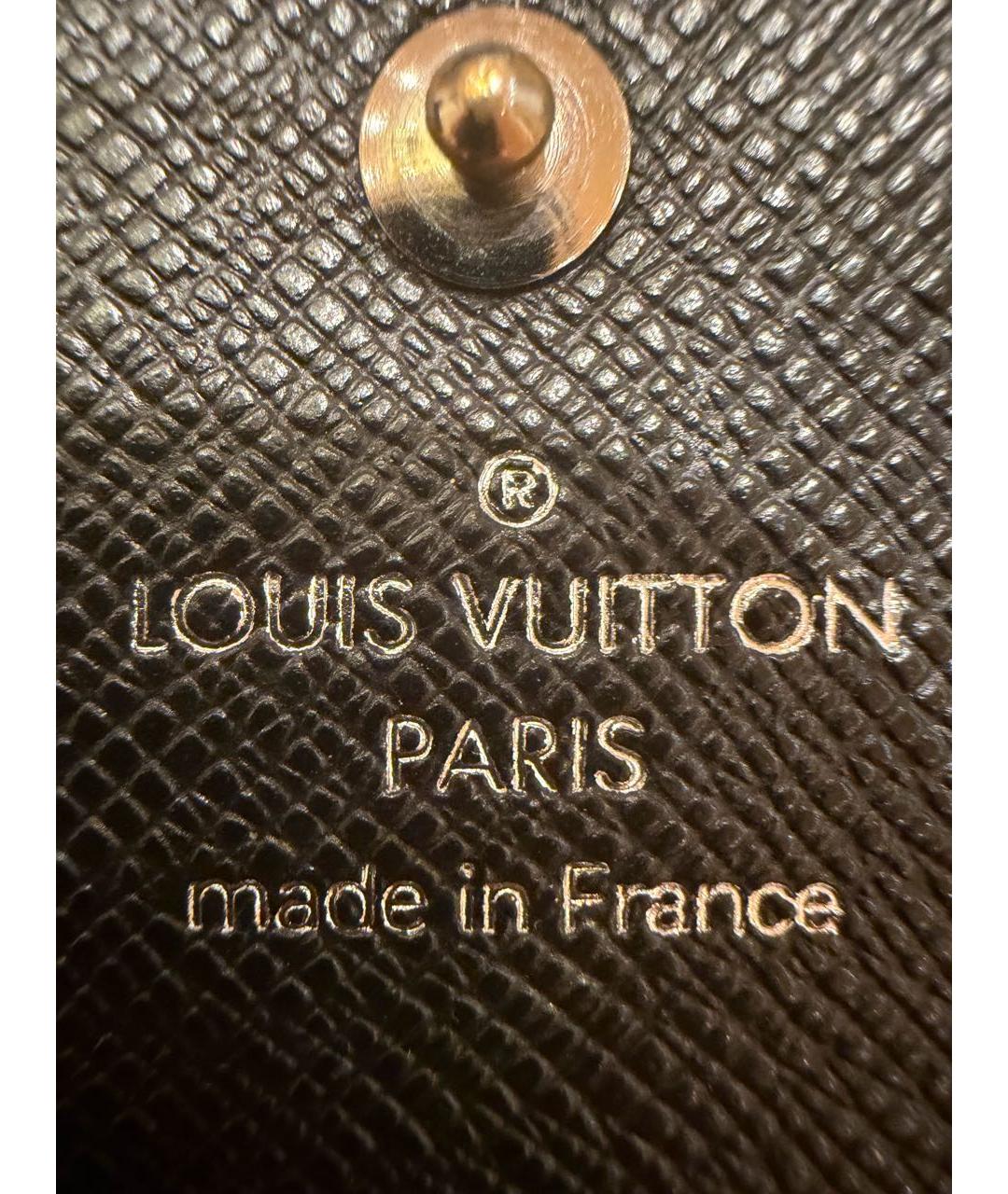 LOUIS VUITTON Черный кожаный кошелек, фото 4
