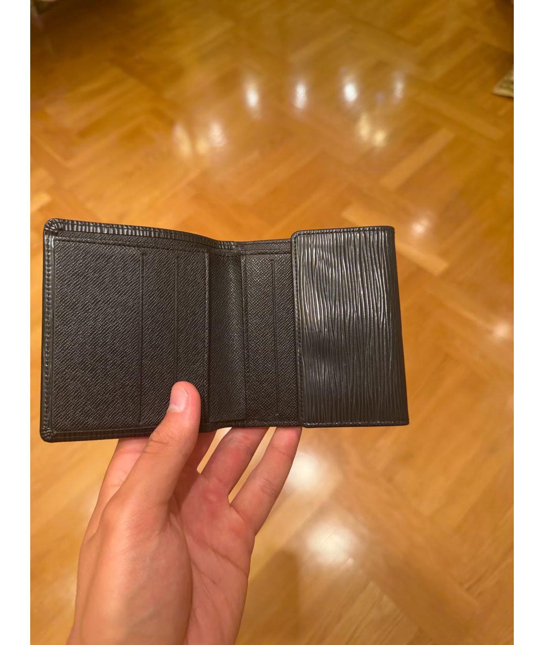 LOUIS VUITTON Черный кожаный кошелек, фото 3