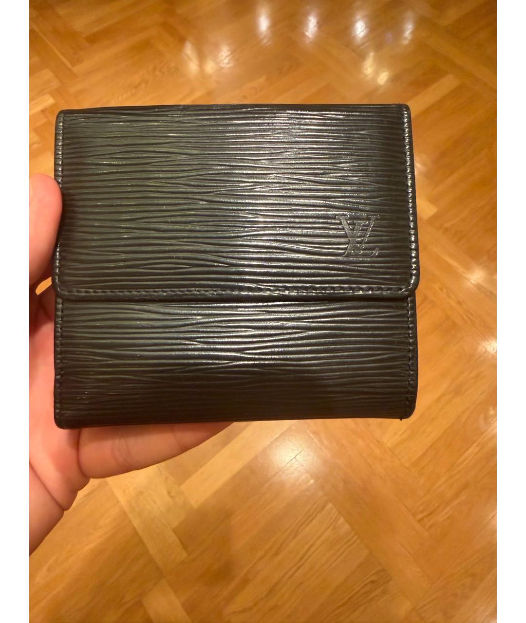 LOUIS VUITTON Черный кожаный кошелек, фото 9