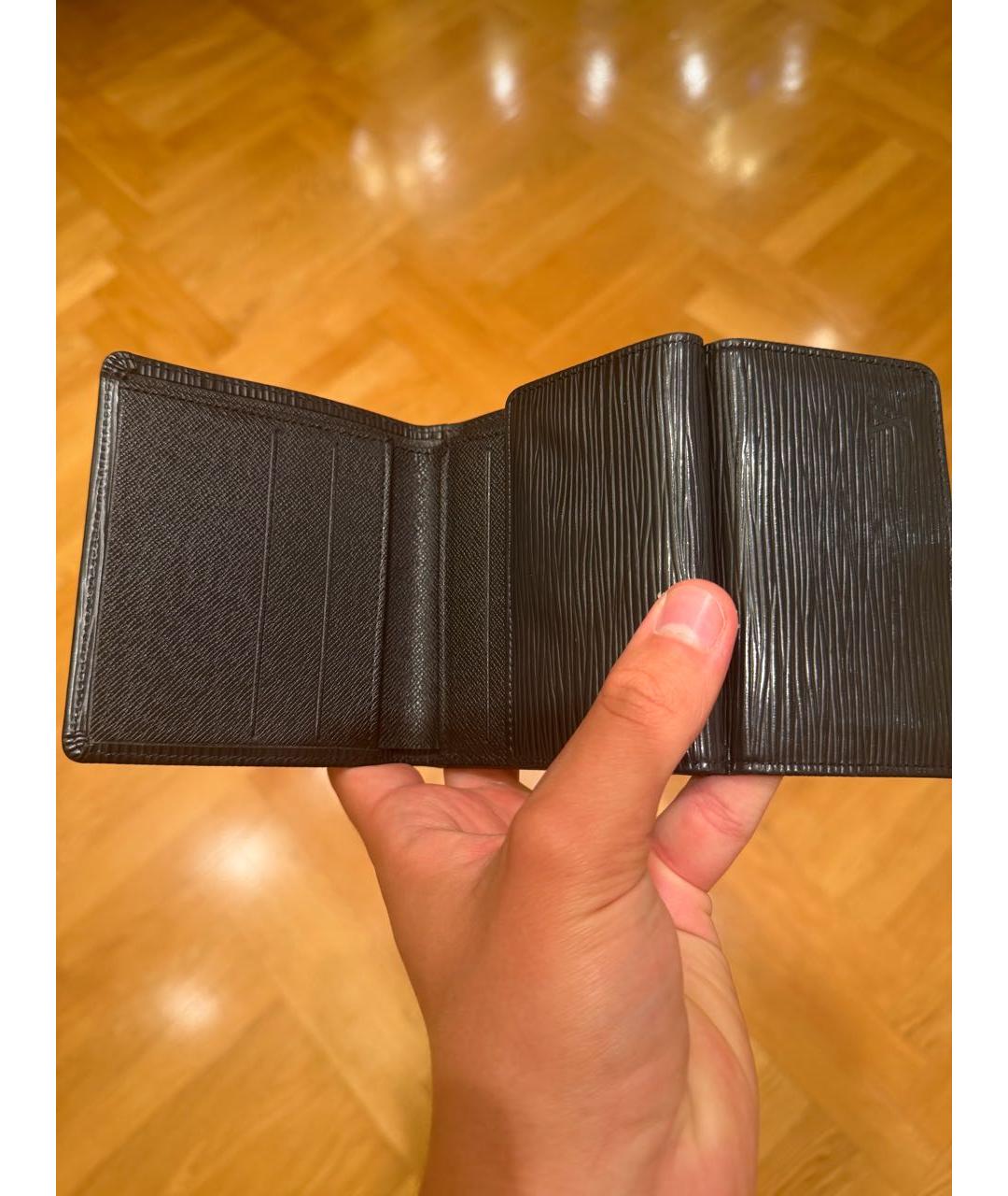LOUIS VUITTON Черный кожаный кошелек, фото 6