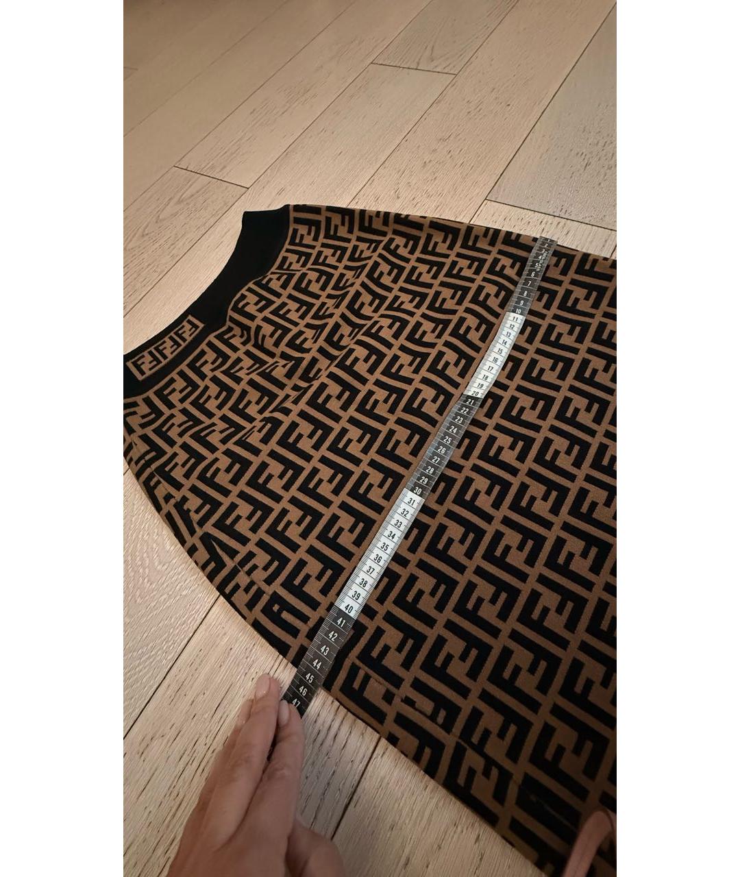 FENDI Коричневая вискозная юбка миди, фото 2
